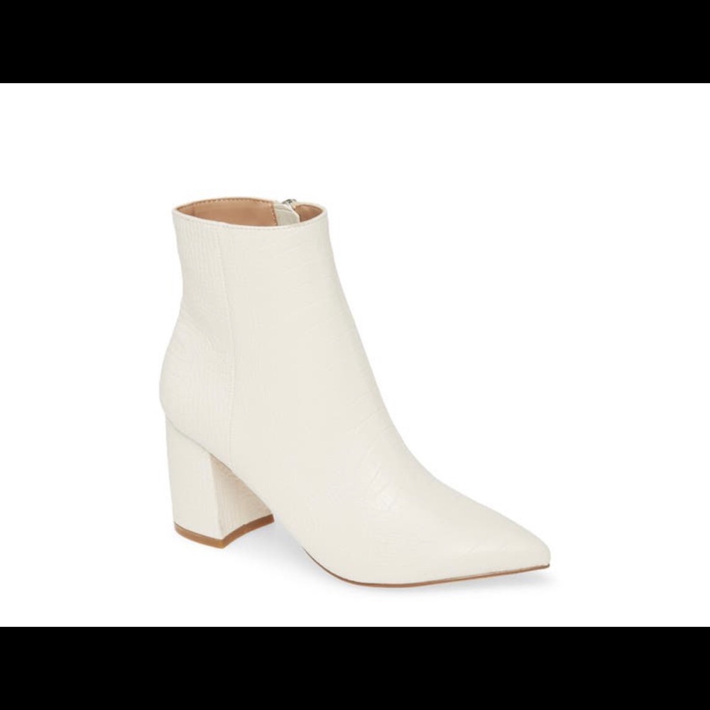 Steven Madden Light Bone Croc Pointed Ankle Boots